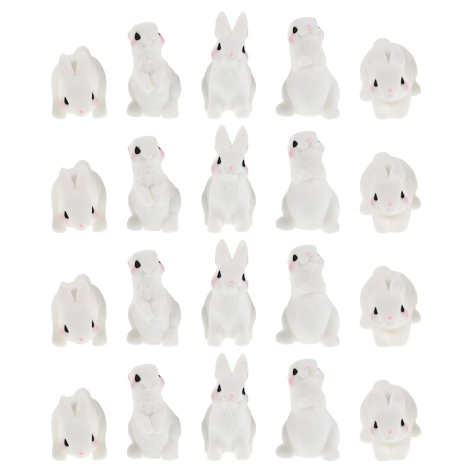 20Pcs Mini Resin Bunny Realistic Tiny Rabbit Statue Easter Basket Fillers Fairy Garden Micro Landscape Spring Bunny Decor