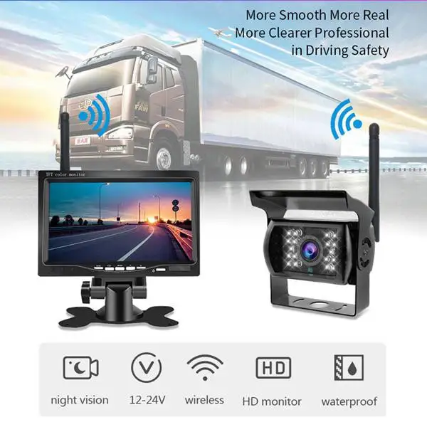 

Wireless Backup Camera IR Night Vision Waterproof, With 7 "Rear View Monitor, Suitable For RV Truck Bus Parking Assist System