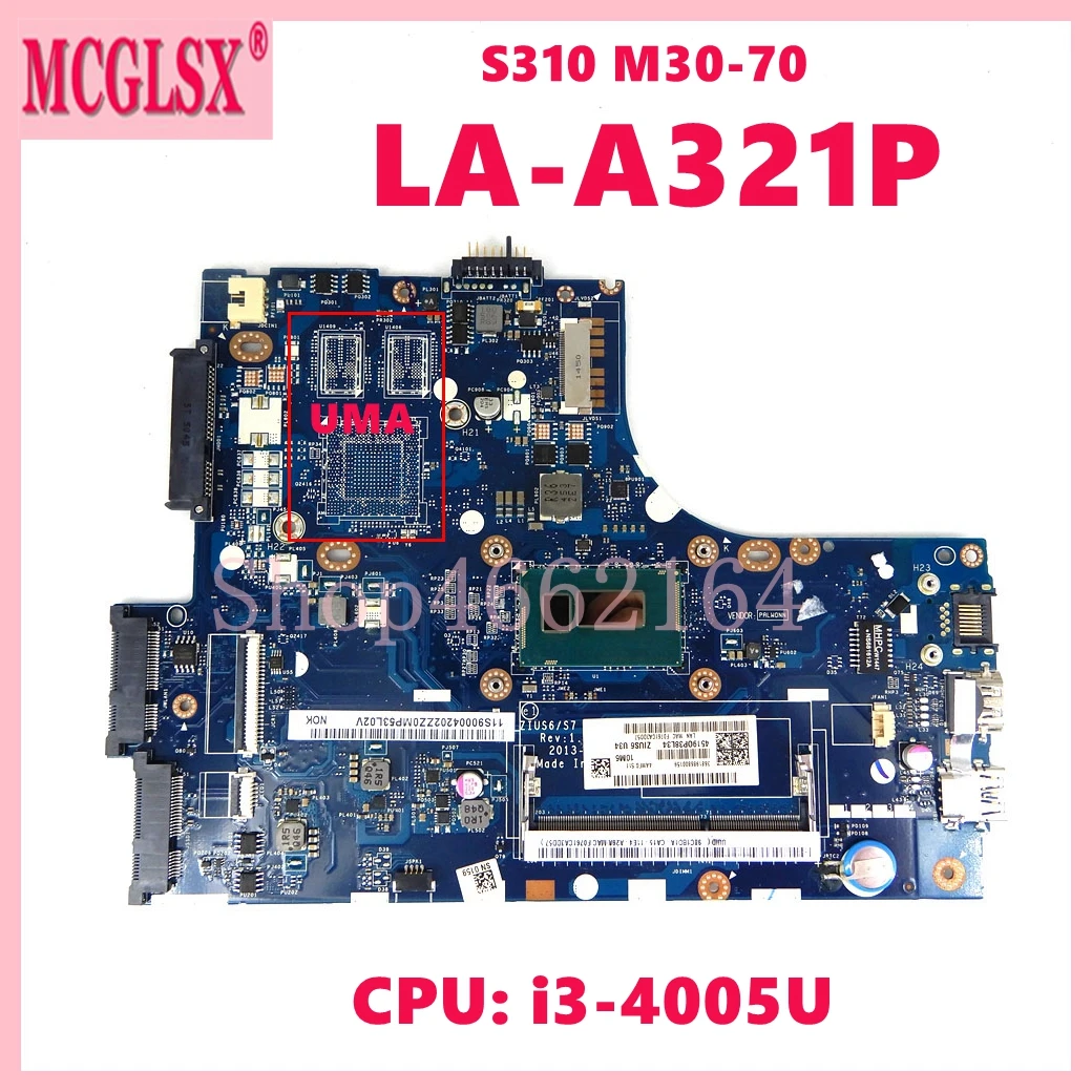 LA-A321P With i3-4005U CPU Notebook Mainboard For Lenovo S410 M40-70 S40-70 Laptop Motherboard 100% Tested OK