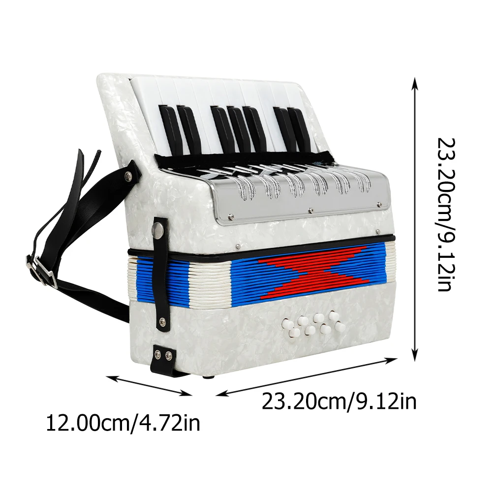 

Cute White Accordion Professional Beginner Musical Instrument Lightweight Portable Practice Educational Plaything