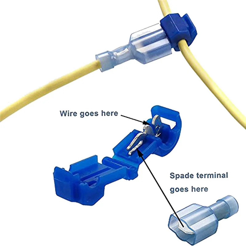 FAST-Ant Clamp T-Type Non-Break Line Main Line Branch Connector 480Pcs Nylon Insert Cold Press Terminal