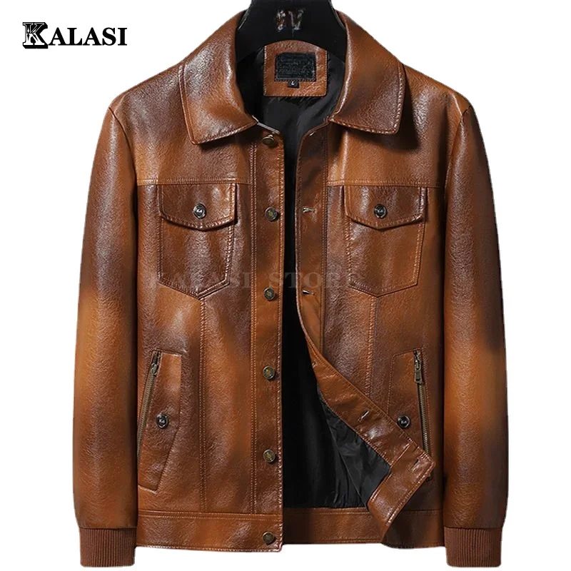 Men's Jacket Leather Jackets Spring New Popular Korean Style Slim Thin Mens Leather Jackets and Coats Leather