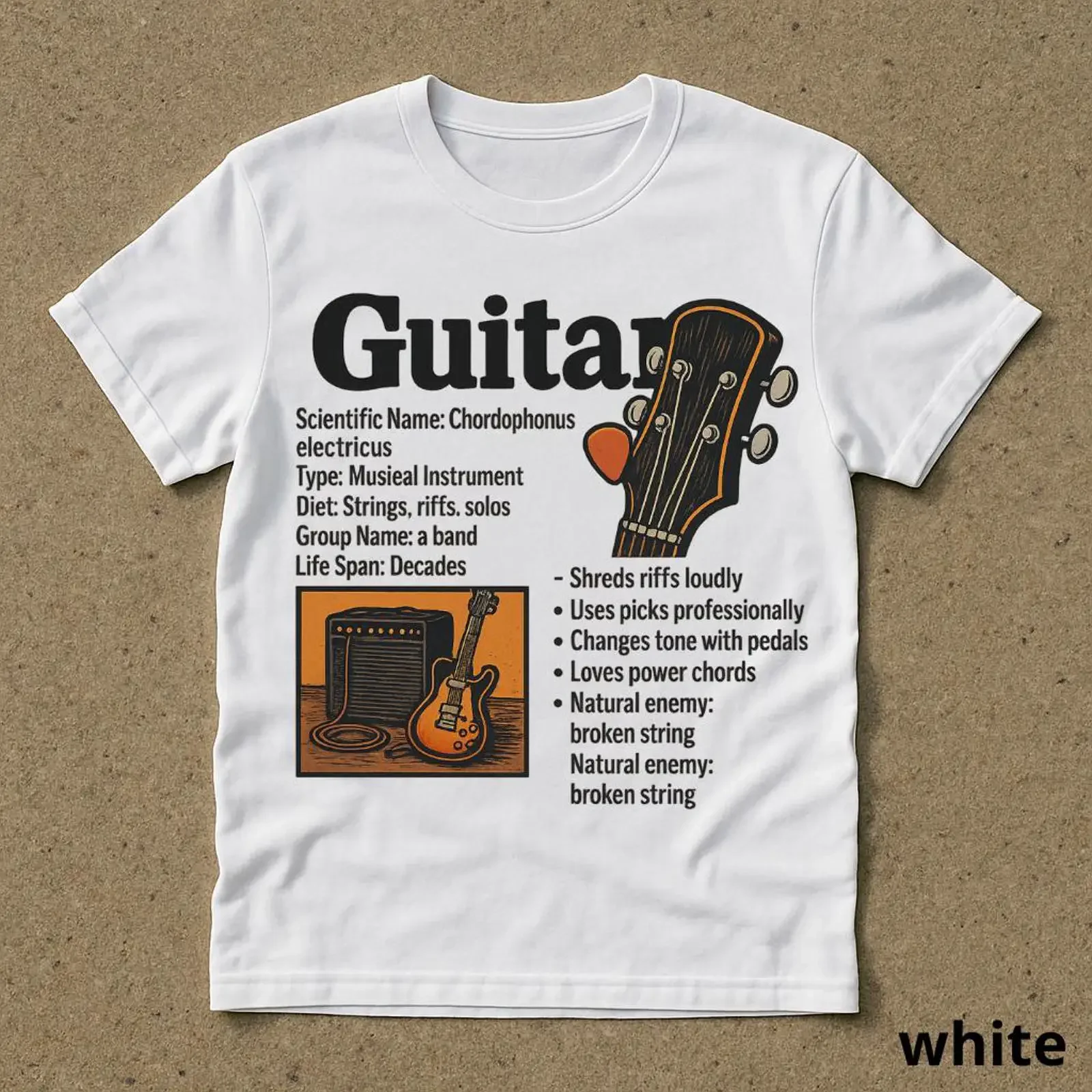 Funny Guitar Scientific Facts 90s Vintage T shirt Casual for Guitarists Music Lovers vintage Washed Breathable Comfortable