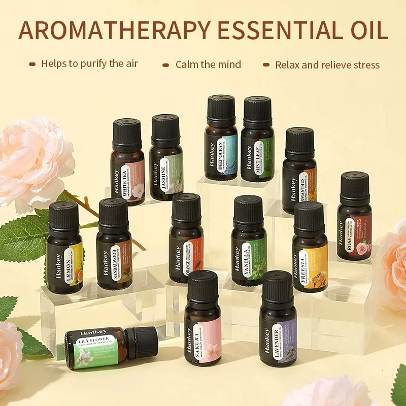 Hankey Oil for Purposes Humidifier Use Lavender Rose Eucalyptus Leaves Coffee Mint Lemon Fragrance Essential 10ml Essential