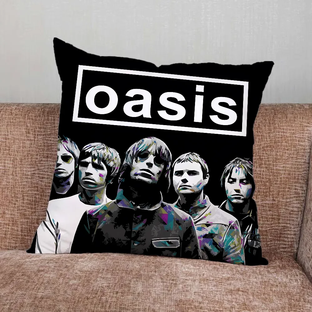 Music O-Oasis Band Pillow Case For Home Bedroom Car Office Decoration Living Room Sofa Cushion Cover Suitable