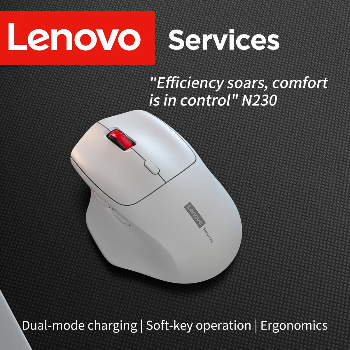 

Lenovo Wireless Mouse, Ergonomic Design, Comfortable to Use, Dual-Mode Connection, Suitable for Gaming and Office Use, Large Capacity Battery