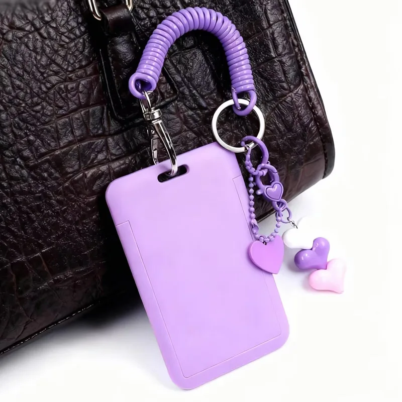 Campus Card Holder Protective Student Campus Card Holder Heart Pendant Key Chain Secure Photo Card Holder For Pocket Bag School