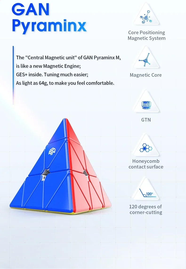 Gan pyraminx ímãs gan pyraminx m 3x3x3 velocidade pirâmide magnética quebra-cabeça adesivo triângulo cubo brinquedos para crianças