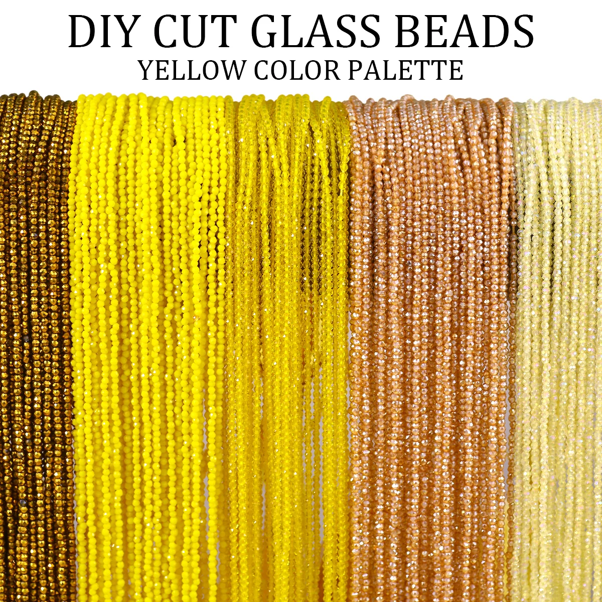 2mm 180pcs Glass Faceted Crystal Yellow Tones Spacer Loose Beads For Jewelry Bracelets Necklace Making DIY Accessories