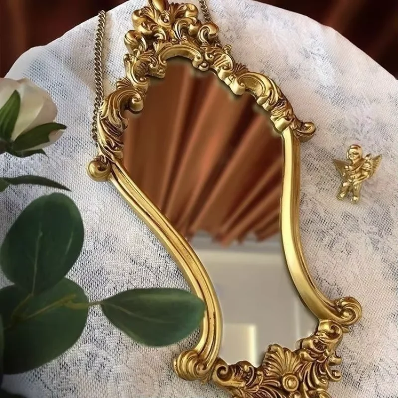 

Vintage Carved Framed Wall Mirror, Makeup Decorative Mirror For Bedroom Living Room Home Decor Ornament Gift