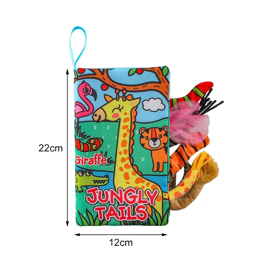 4x Portable Cloth Book, Animal Tail Early Development Interactive Toys, Soft Washable Montessori Early Educational Gadget