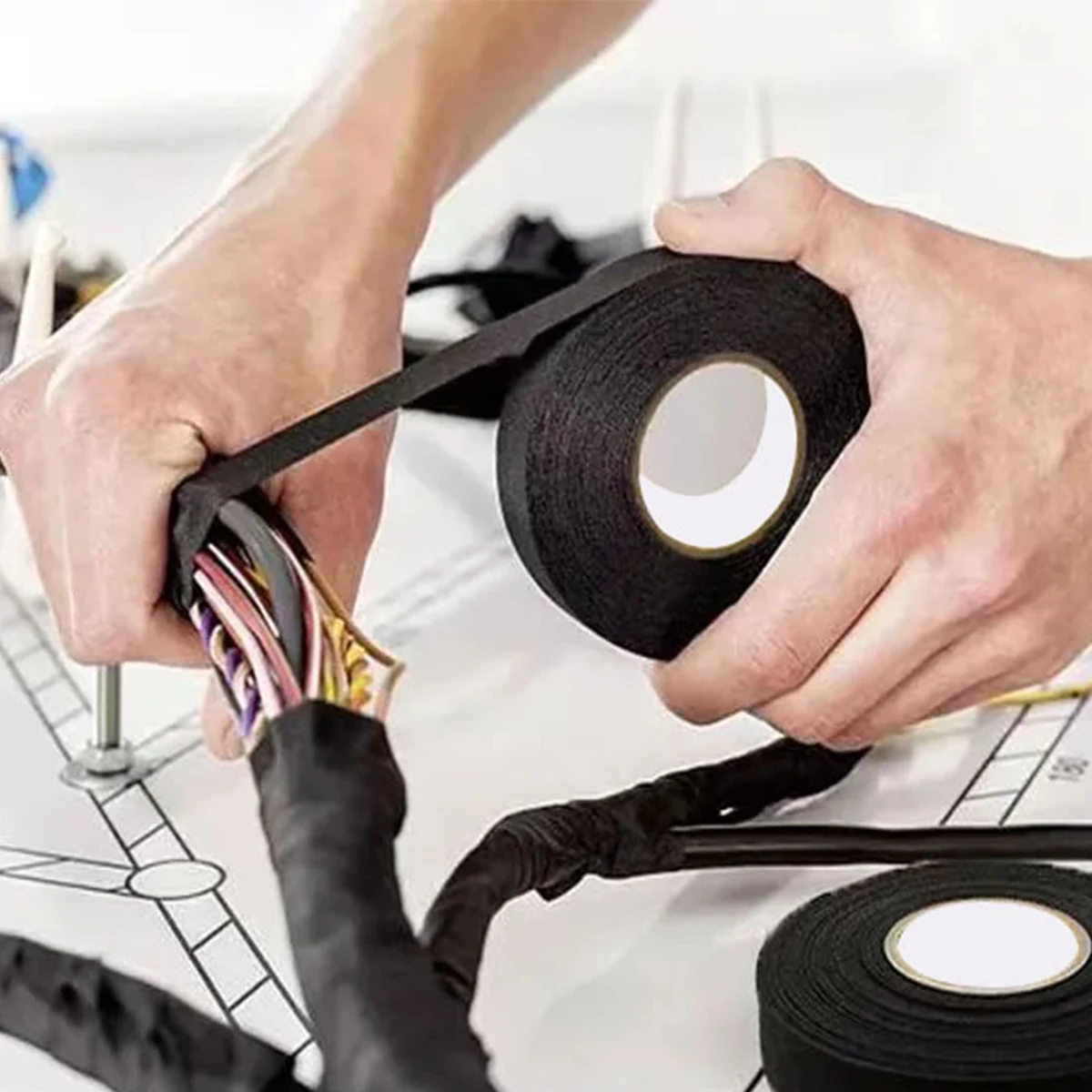 

1Pcs 15m Heat-resistant Flame Retardant Tape Electrical Insulation Adhesive Tape Car Wire Tape Cable Harness Fabric Wrap