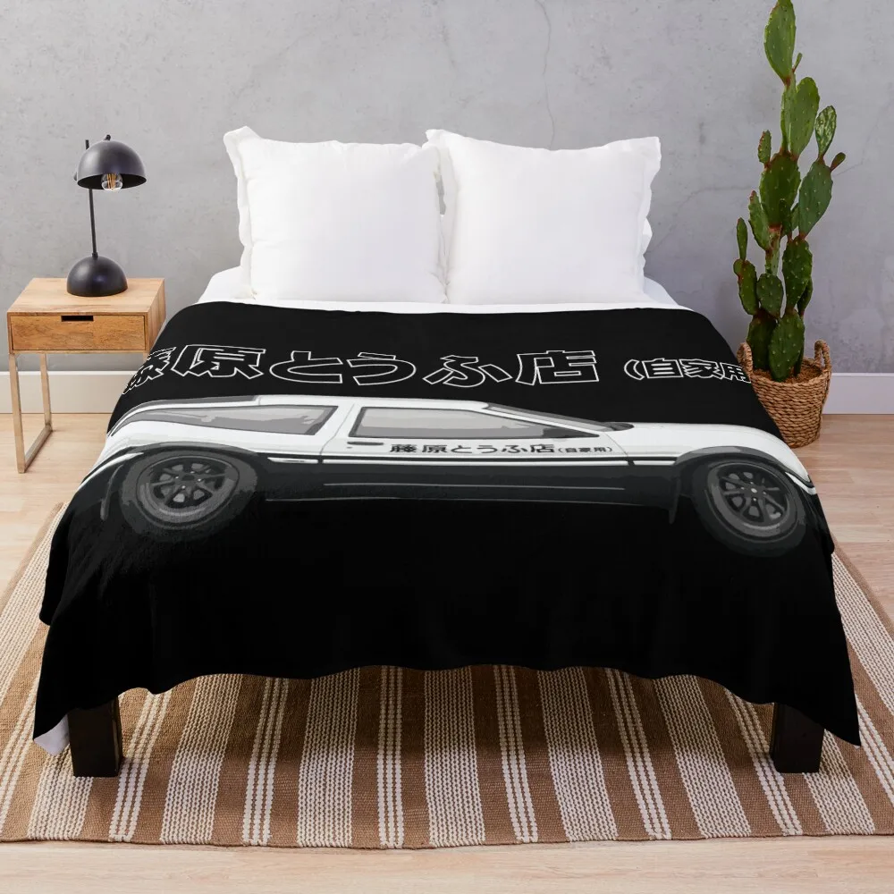 Initial D - Fujiwara AE86 TOFU DELIVERY TRUCK CAR Mountain Drift Racing Tandem Throw Blanket Large Thermals For Travel Blankets