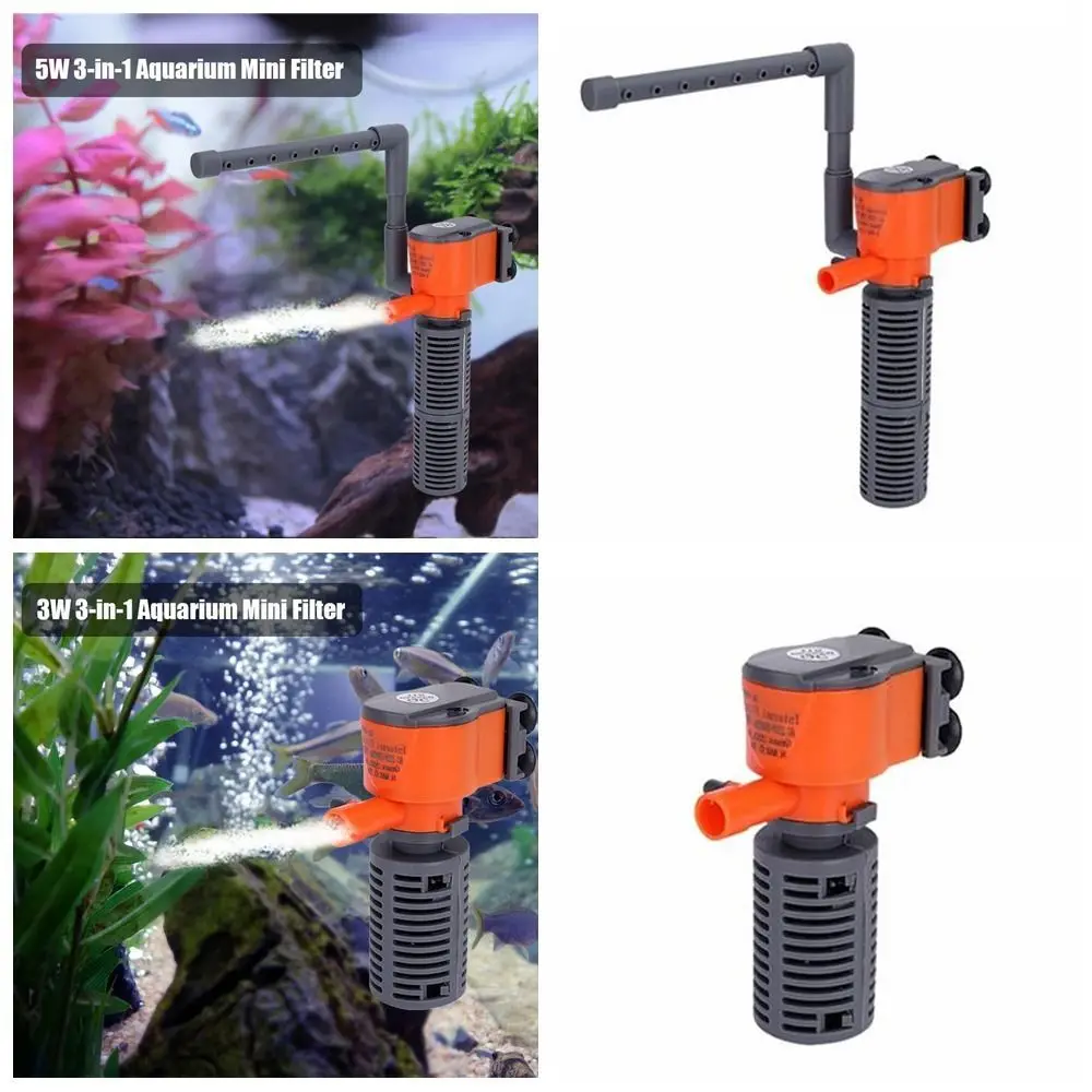 1Pcs 3-in-1 Fish Tank Filter Aquarium Submersible Water Pump AC220-240V Mini Filter Oxygen Air Pump for Small Aquarium Fish Tank