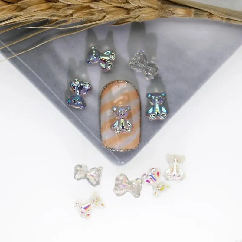 Q1FB 200pcs/set ab gummy bear beads beads crystal bear bear tharms for acrylic nails contlulful gummy bear art decoration