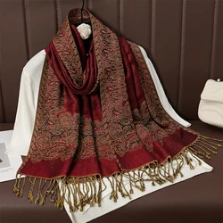 2024 Tassel Blanket Design Thick Pashmina New Winter Warm Shawl Wrap Cashmere Scarf Women Neckerchief Poncho Stoles