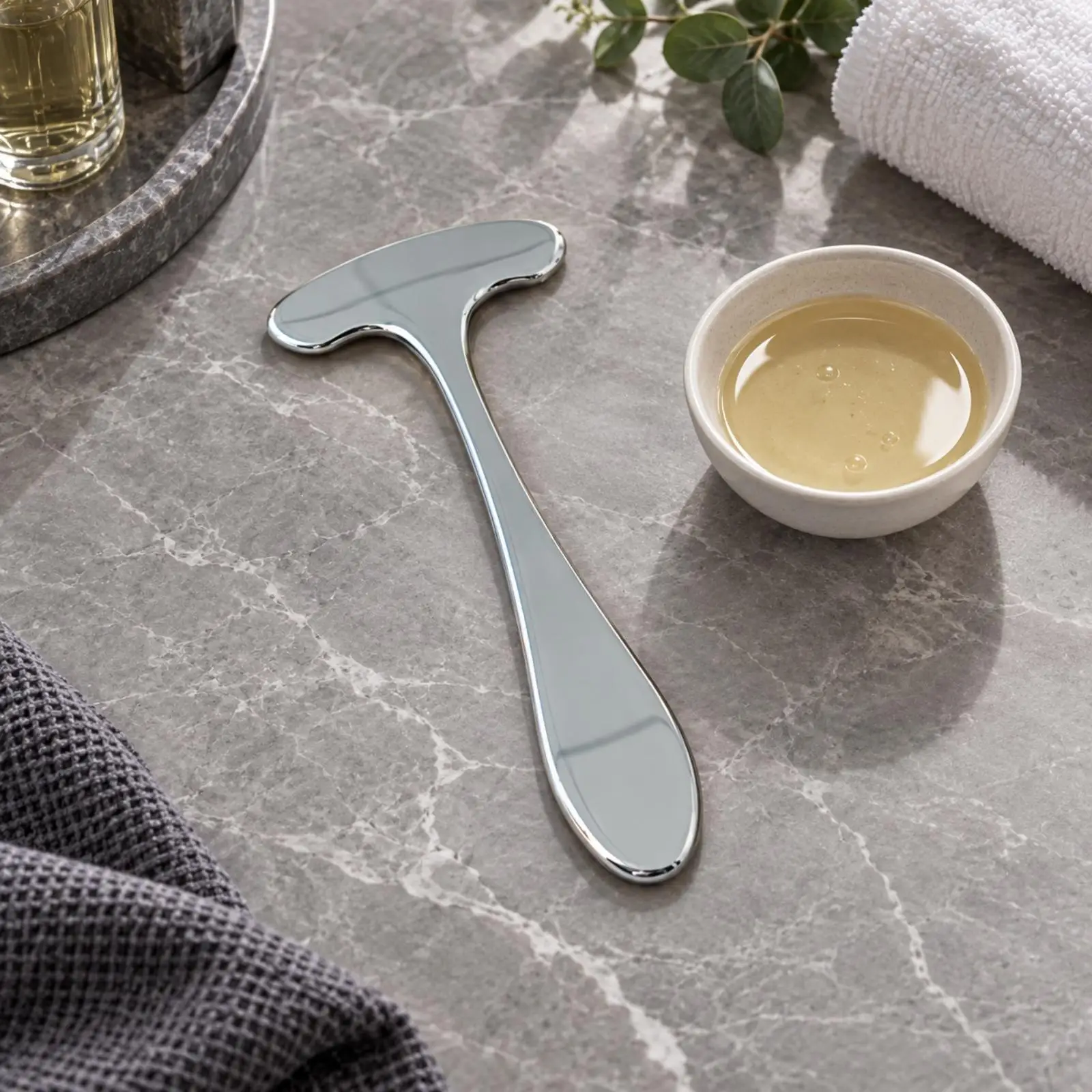 T-Shaped Massage Scraping Tool Smooth Stainless Steel Massage Scraper Stainless Steel Gua Sha Tool Polished Surface