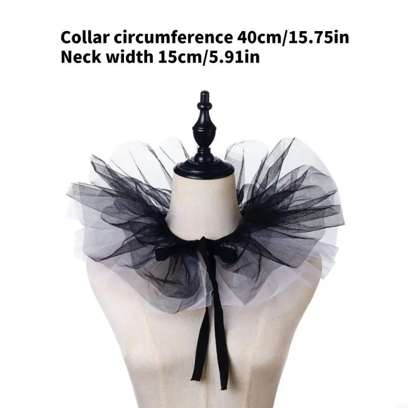 Women Ruff Collar Decorative Spread False Collar Lapel Retro Tie Choker
