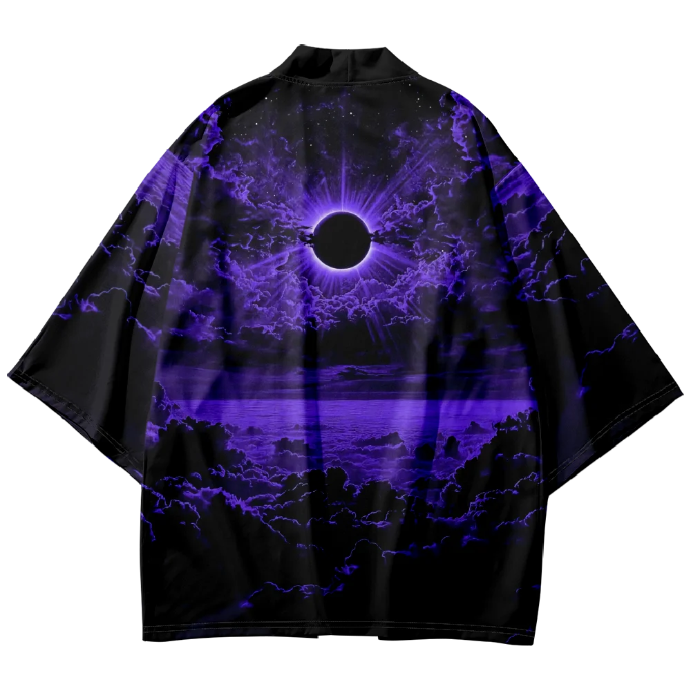 New Design Moon Print Japanese Shirt Clothing Harajuku Cardigan for Men Traditional Haori Kimono Women Kimono Plus Size