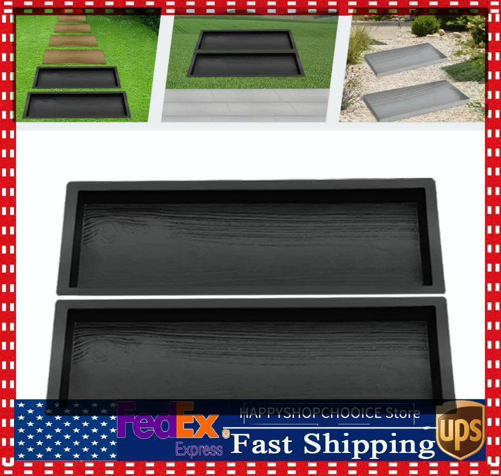 

2 x Paving Molds ABS Sturdy Wood-like Surface Time-Saving Wide Application for Creating Sidewalks, Walkways Black