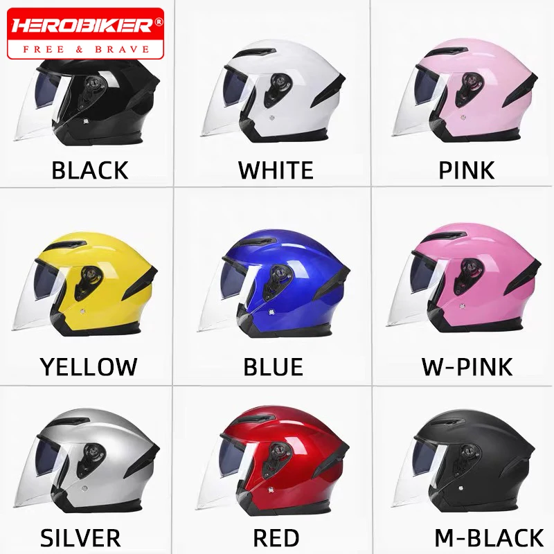 

705 Men Motorcycle Helmet Electric Bike Helmet Motorcycle Helmet Adult Half Helmet Women Double-lens Helmet Commuting