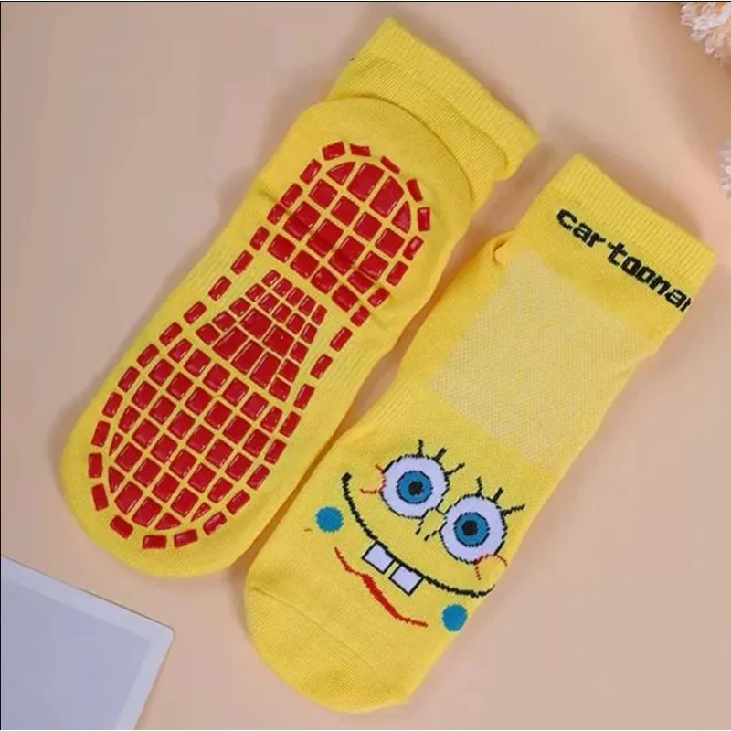 SpongeBob Children Trampoline Socks Adult Non Slip Yoga Socks Girl Boy Anti-slip Massage Ankle Sock Baby Floor Socks Anime Gift