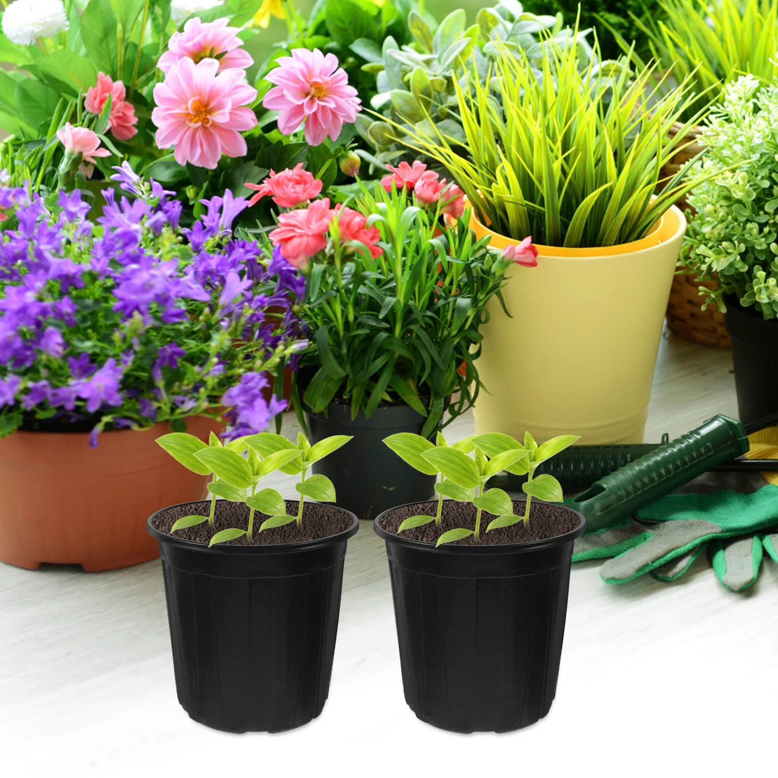 

10pcs Black 1 Gallon Nursery Pots Plastic Planting Containers For Outdoor Plants Drainage Holes Durable Large Planter Garden