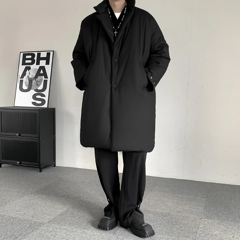 WVGA خريف شتاء جديد الرجال Y2K ياماموتو نمط منتصف طول الظلام نمط سترة قطن المتخصصة شيك عادية الوقوف طوق معطف Ins W16237 #3