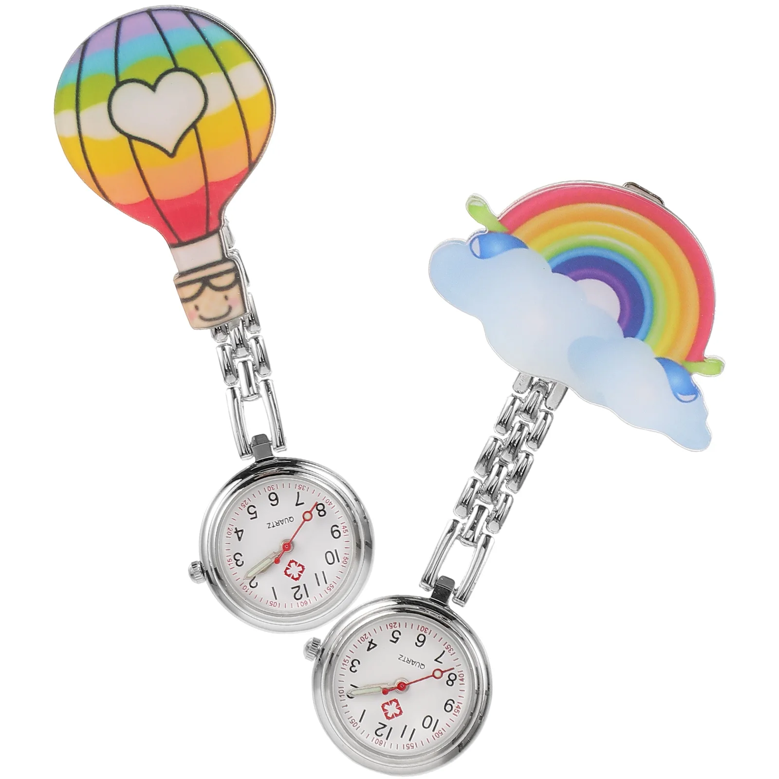 

2 Pcs Nurse Pocket Watch Yellow Cartoon Animal Durable Stainless Steel Hanging Clip-on Accurate Timekeeping Pocket Watch