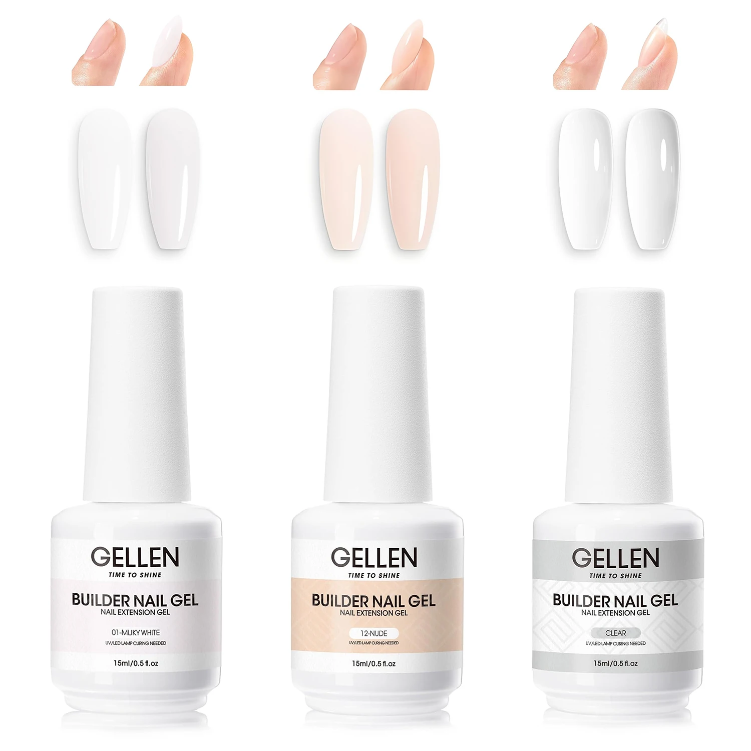 GELLEN 15ml Builder Gel Nagelverlängerungskleber 7-in-1 Stärkungsmittel Natürliche Nude-Nägel Verdickung Modellage UV-Lampen-Härtung Salon-Design