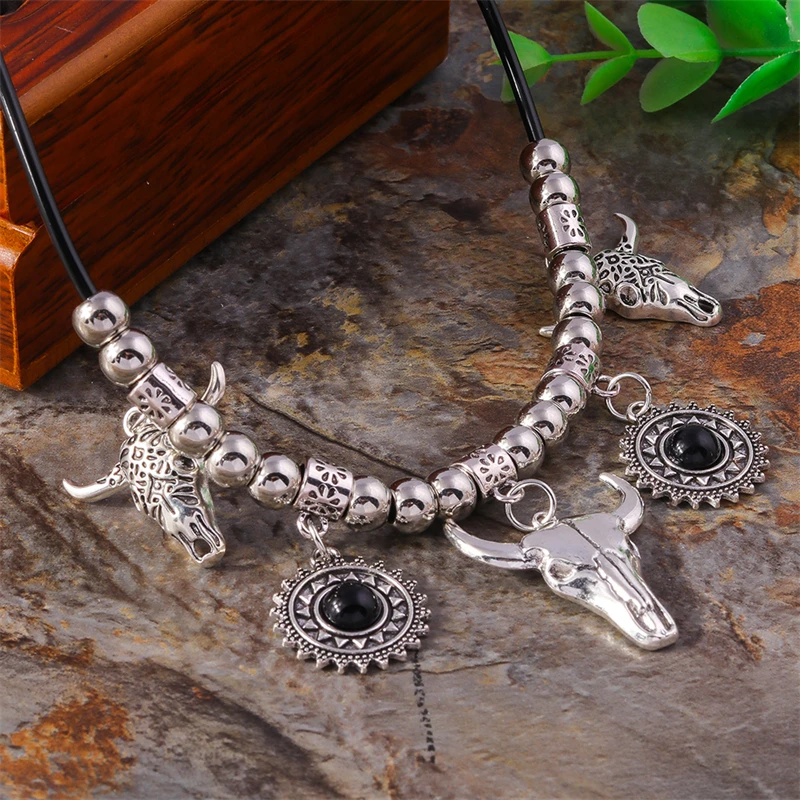 Böhmische Legierung Bull Kopf Anhänger Halskette für Frauen Mädchen Party Festival Schmuck Geschenke – Detail 7