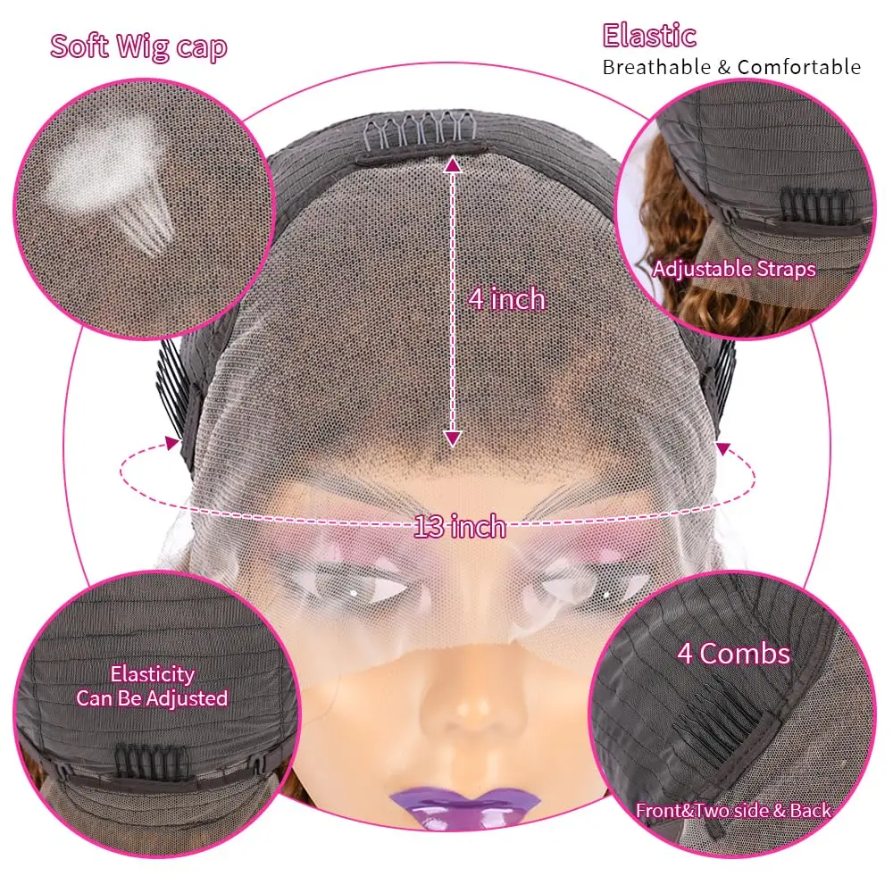 200 عالية الكثافة 4/27 تسليط الضوء على مجعد الدانتيل الجبهة خصلات الشعر المستعار الإنسان 13x6 HD الدانتيل أمامي خصلات الشعر المستعار الإنسان 38 40 بوصة موجة عميقة الباروكات