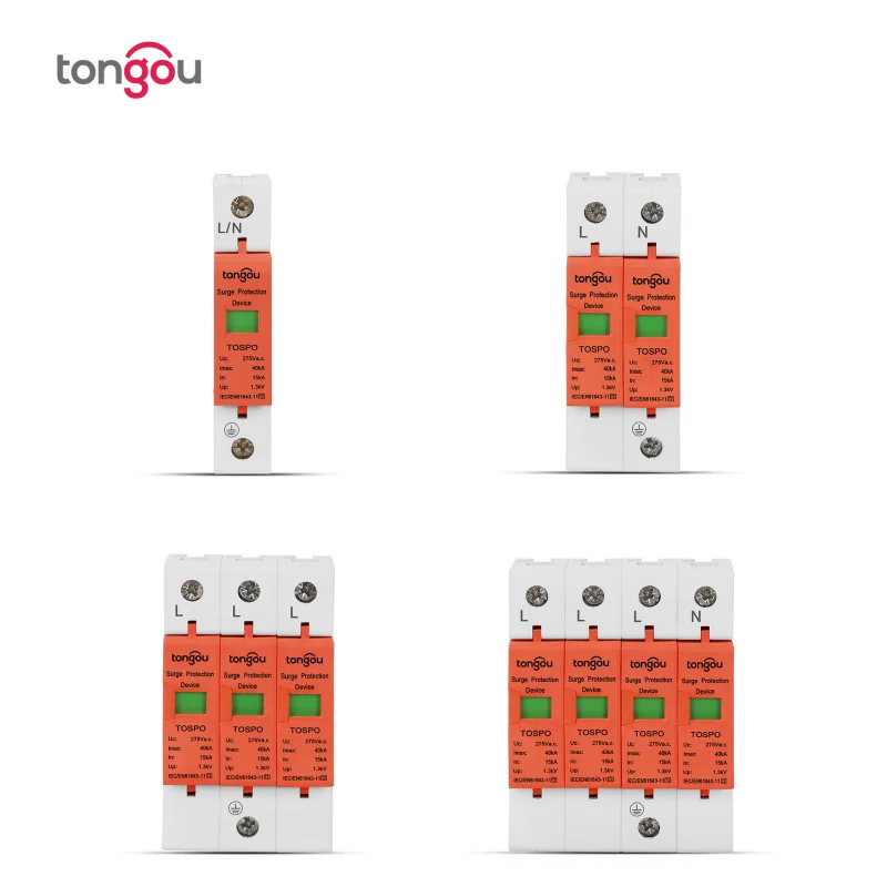 

AC SPD Surge Protective Device 1P 2P 3P 4P 275V Lightning Arrester 15KA-40KA Solar PV Power Surge Protection Switch for Home