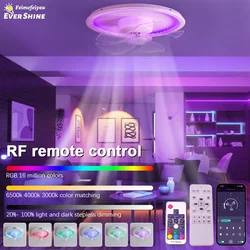 Ceiling Fan Lamp RGB Stepless Dimming Remote Interior Lighting Ceiling Lamp Bedroom Living Home Decor LED Ceiling Fan With Light