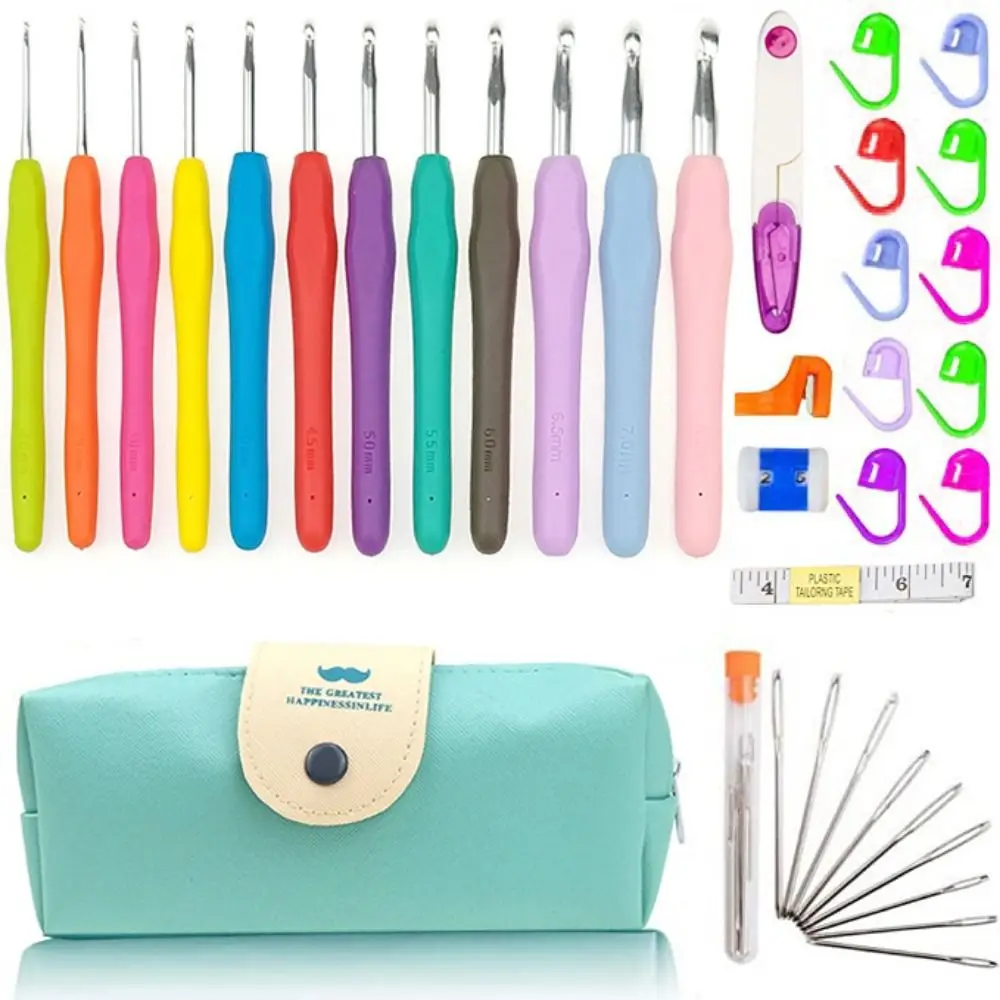 

Ergonomic Handles Crochet Hooks Set Soft Handles with Storage Case Crochet Kit Bolded 5/9/12Size Knitting Needles for Beginners