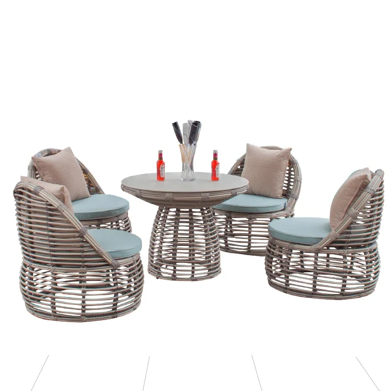 

Уличный стол-стул для отеля, клуба, дизайнерская мебель для отдыха, двор, балкон, стол и стул из ротанга, набор из трех предметов и пяти предметов