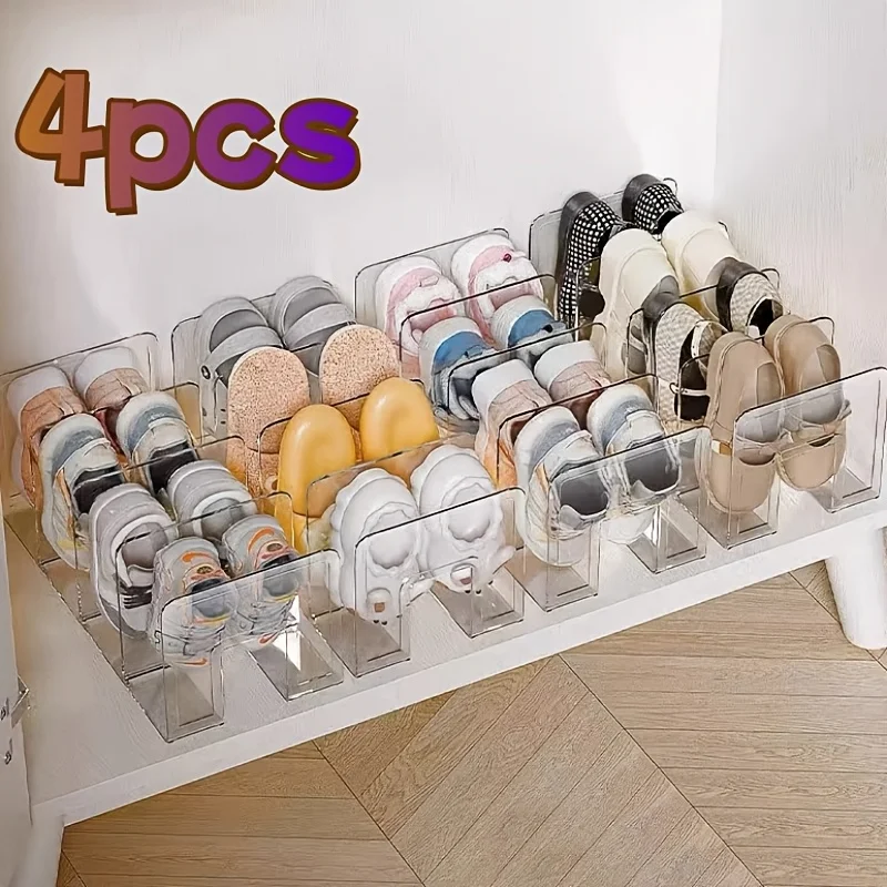 2/4 Pack Space-Saving Vertical Shoe Rack Organizer - Multi-Layer, Easy-to-Assemble, Compact Storage for Home Entryway Cabinet