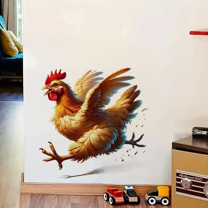 MT818# Cartoon Rooster Stickers,Wall Toilet Decal Removable, Vinyl Car Sticker for Bathroom Decor