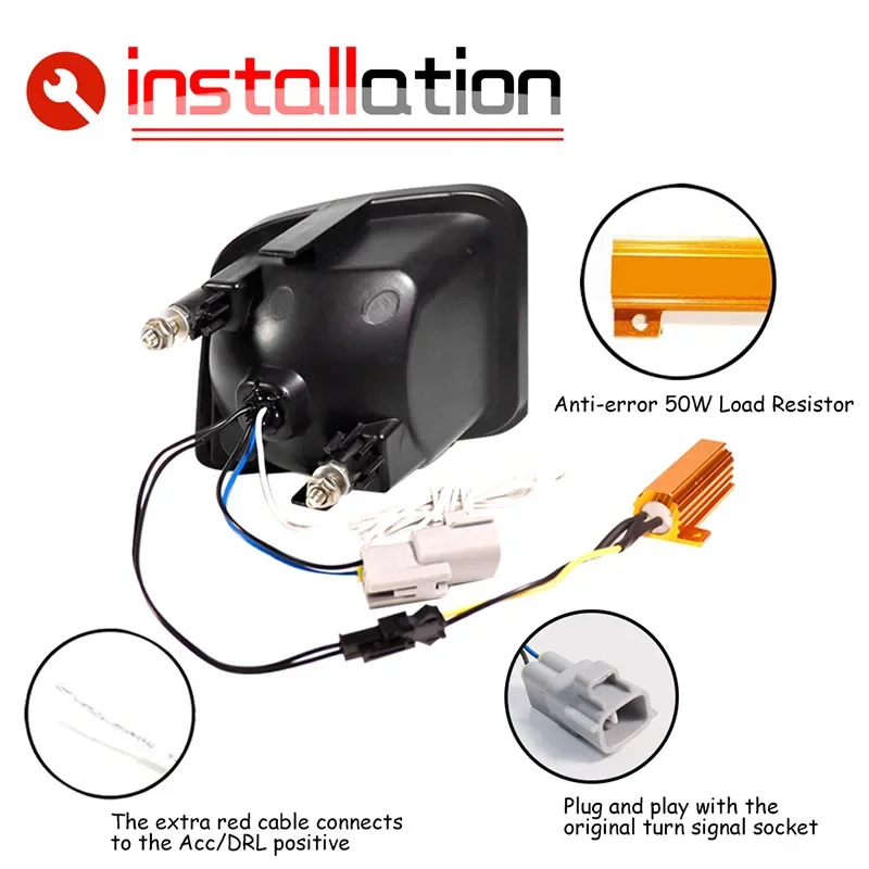 لسوبارو STI WRX المتعرج العنبر متتابعة LED المصد الأمامي للسيارة بدوره أضواء الإشارة ث/الأبيض DRL وقوف السيارات/أضواء القيادة 12 فولت #3
