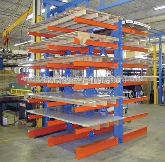 Warehouse Shelves Heavy Duty Steel Pipe Storage Long Arms Metallic Double Side Cantilever Racking L80*W400*H600cm