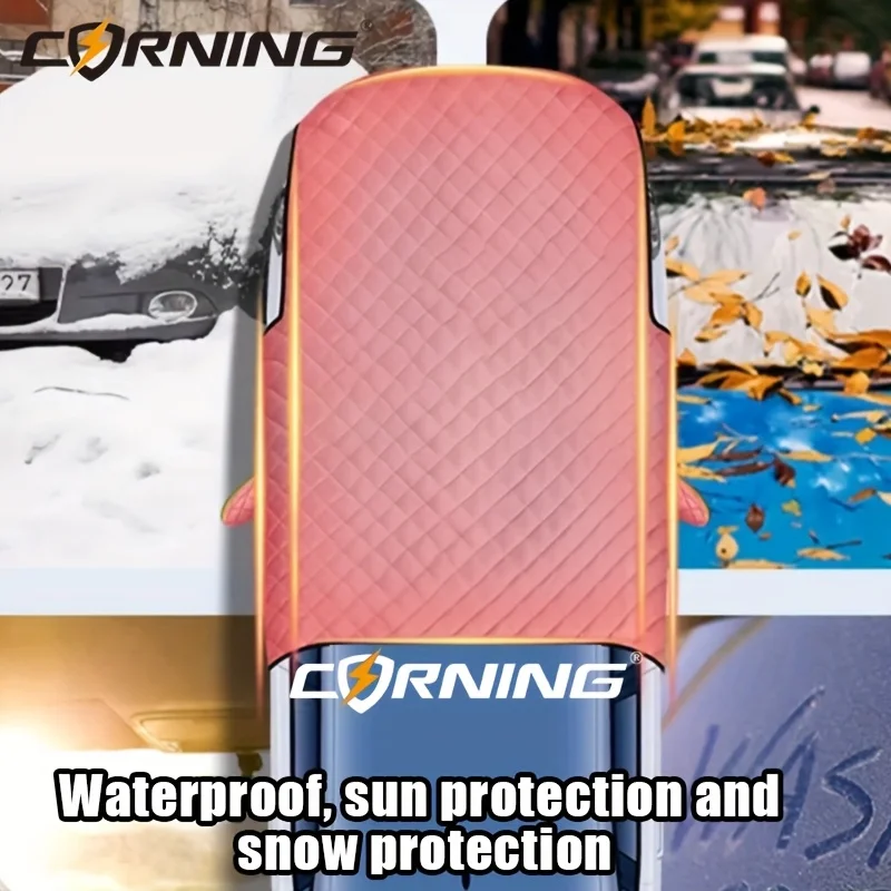 Auto-Windschutzscheiben-Schneeabdeckung Halbe Autoabdeckung Frost- und Eisschutz mit Reflektorstreifen Universeller Winter-Sommer-Sonnenschutz für Autos – Detail 7