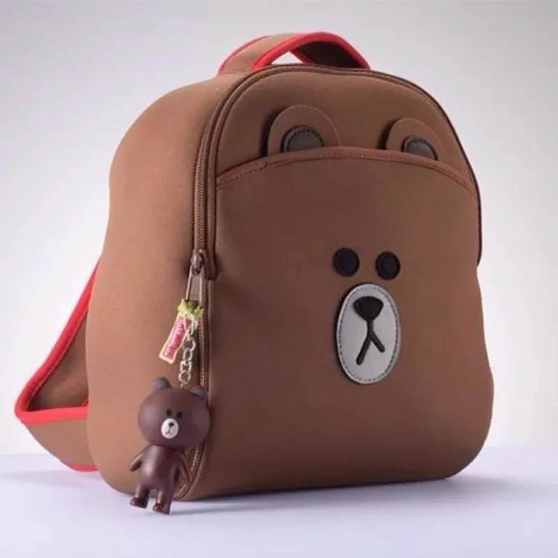 Line Friends brauner Rucksack mit hochwertigem Anime-Cartoon-Print, großes Fassungsvermögen, tragbar, studentenfreundlich und rückenschonend – Detail 2