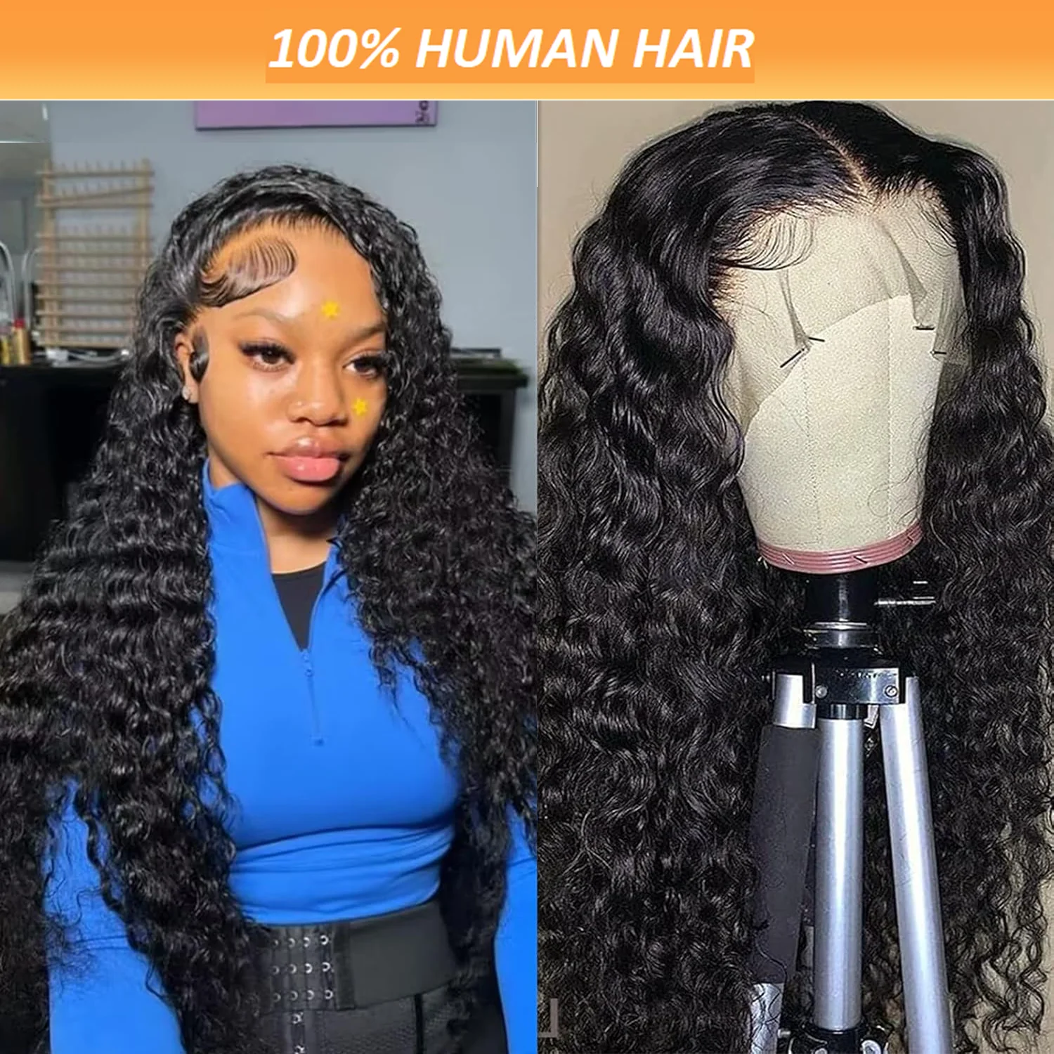 Deep Wave Lace Front Wigs Human Hair 150% Density Deep Wave Wig Human Hair 13x4 Lace Front Wigs Curly Human Hair Wig For Women