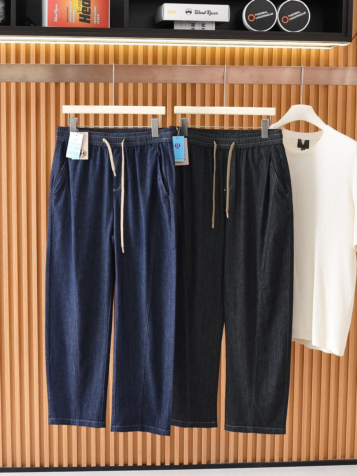 

Loose Straight Leg Cotton Linen Blend Summer Men's Casual Fashionable Long Pants Drawstring Waist mid Waist Breathable