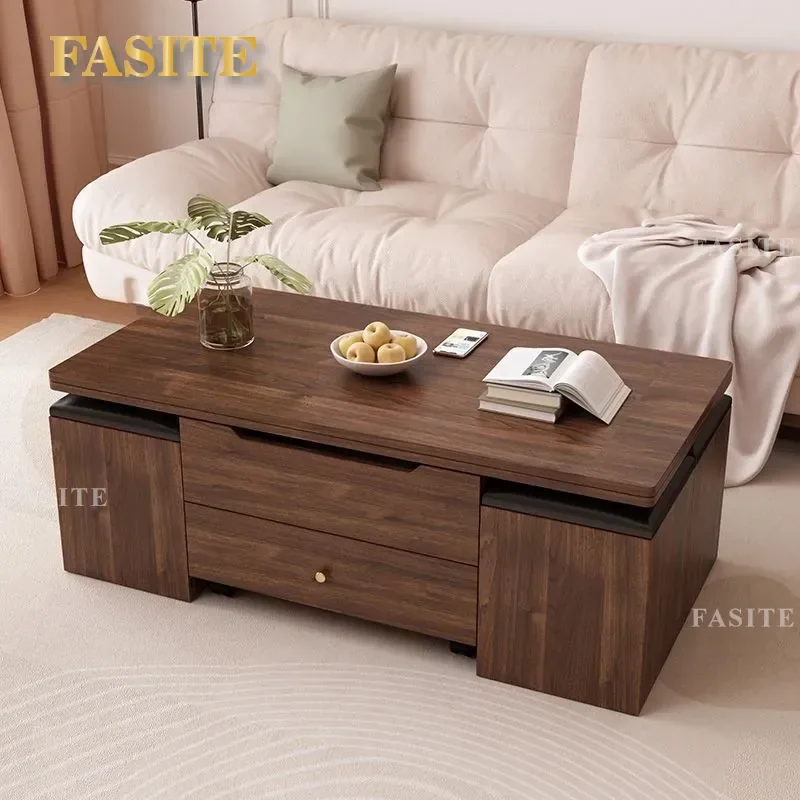 For Small Apartment Multifunctional Lifting Coffee Table Dining Table Dual Purpose Folding Integrated Movable Living Room