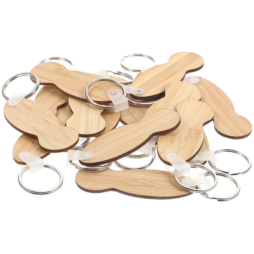 15 Pcs Portable Bamboo Keychain Shopping Rings Metal Grocery Shops Trolley Token