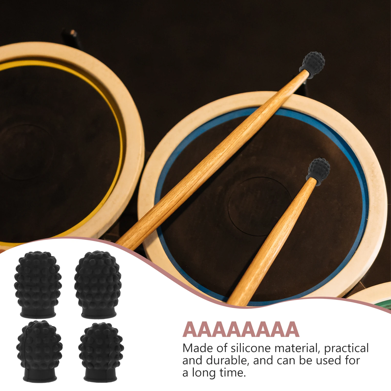

4 Pcs Drumstick Protector Covers for Drumsticks Supplies Silicone Protectors Tips