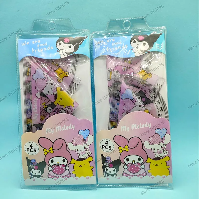 Sanrio Straight Ruler Set For Drawing Cute Protractor Triangular Ruler Promotional Stationery Gift Office School Supplies