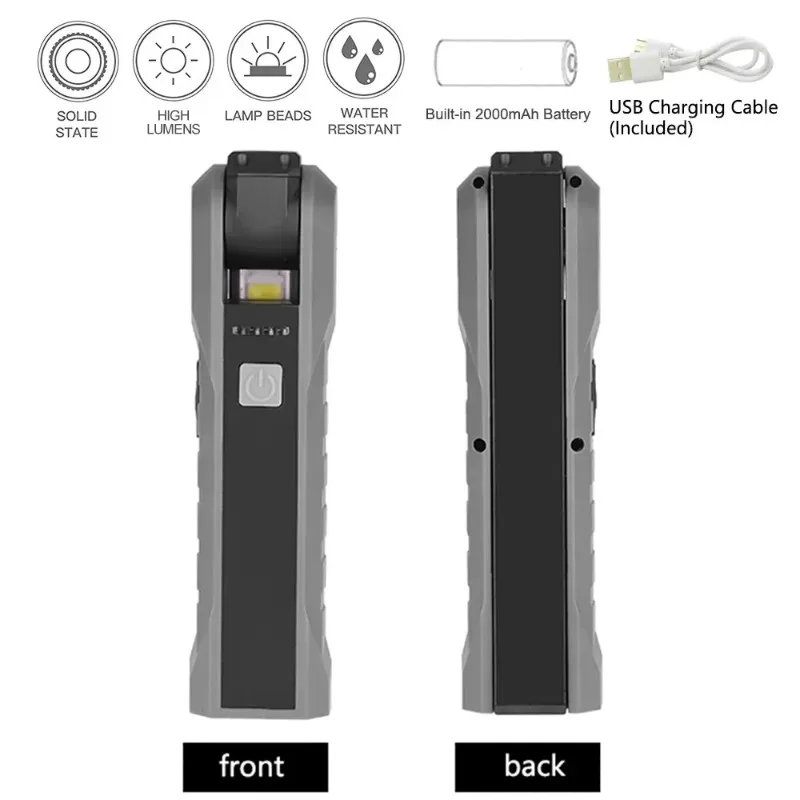 Multifunction Portable COB Work Light, Rechargeable LED Flashlight, Magnetic Flexible Inspection Hand Lamp, Outdoor