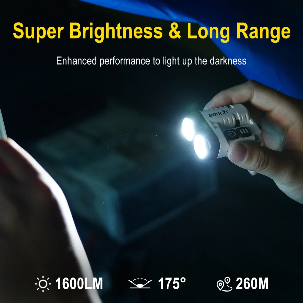 Imagem -02 - Boruit-recarregável Lanterna Led Keychain Super Bright Portátil Mini Tocha Luz de Trabalho Camping Sst20 1600lm u6